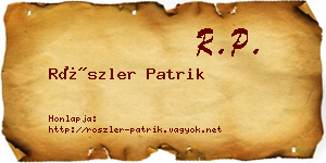 Röszler Patrik névjegykártya